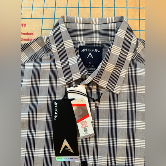 Antigua Auburn Gray Plaid Button Down Shirt, embroidered Auburn logo, NWTs, S - Picture 3 of 6